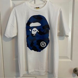 A Bathing Ape Bape tee tshirt blue camo front and back size M med